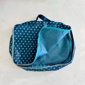 Issac Mizrahi Navy & Teal Blue Polka Dot Packing Cube, Gold Zipper Hardware